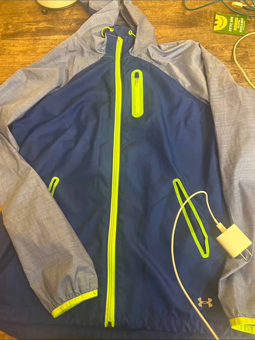Under Armour Navy Windbreaker with Lime Trim